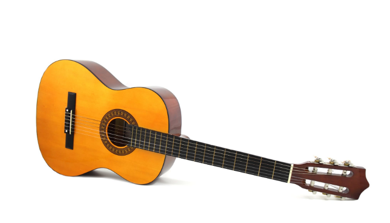 a wooden guitar